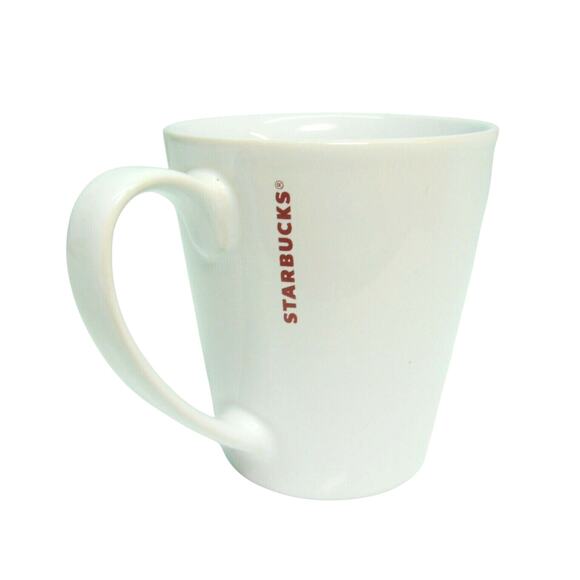 Starbucks Coffee Mug Red Water Color Starburst White Porcelain Tea Cup 11oz New - Picture 2 of 5